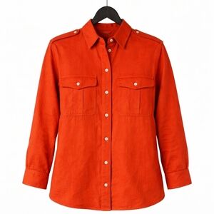 Liz Claiborne Orange Linen Classic Vintage Quiet Luxury Pearl Buttons Sz 10